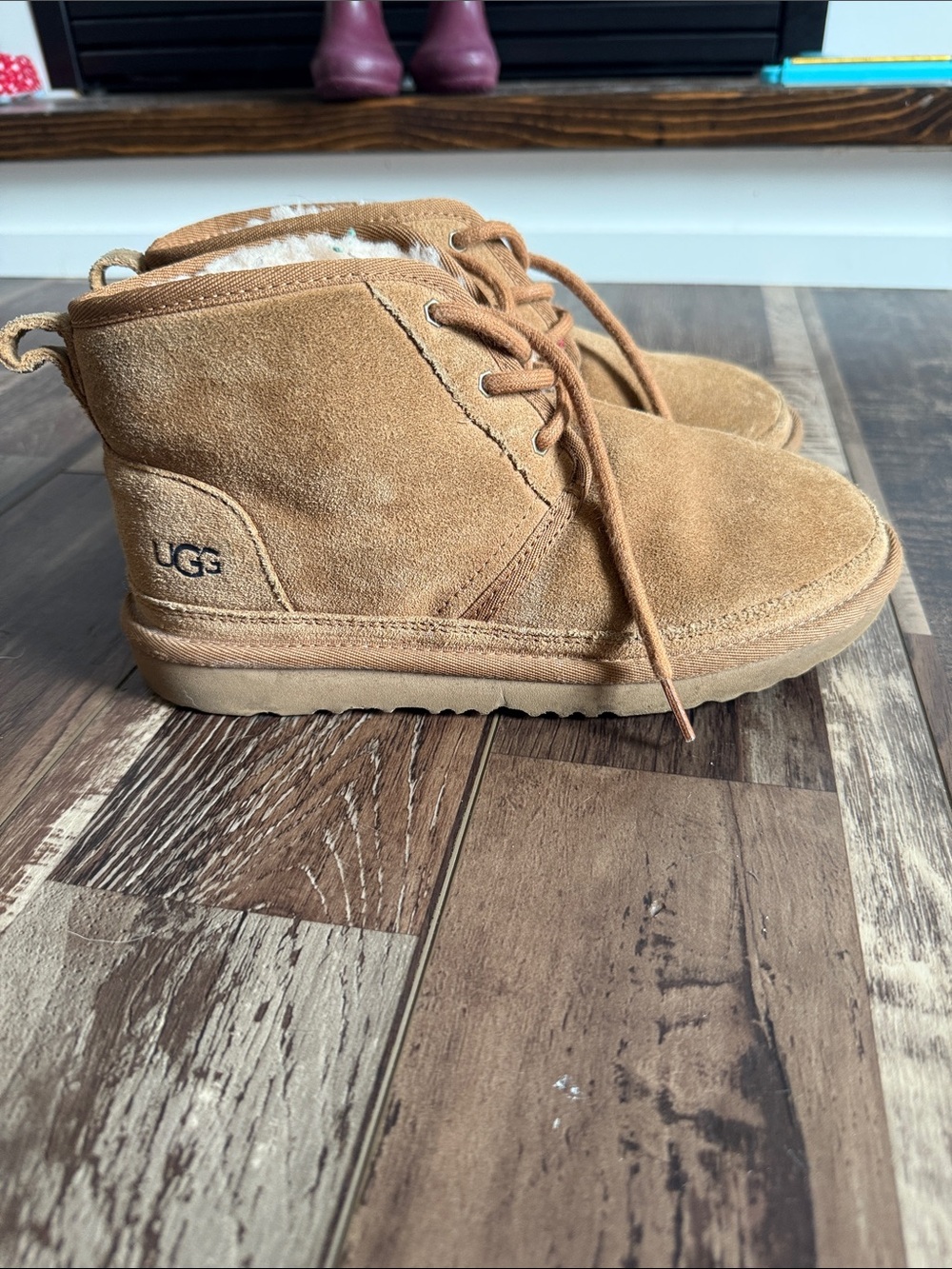 UGG Chestnut Suede Shearling Lace-Up Ankle Boot